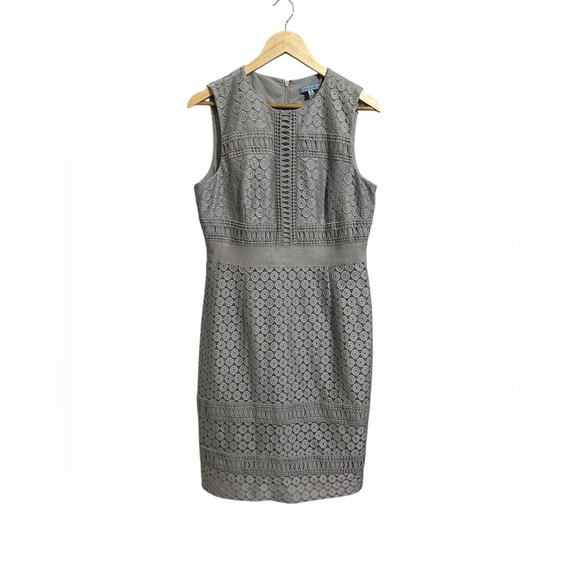 ANTONIO MELANI Gray Sleeveless Sheath Midi Dress Wedding Church Cocktail Size 12 - Picture 1 of 7